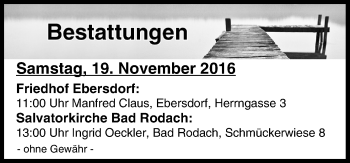 Anzeige von Bestattungen vom 19.11.2016 von MGO