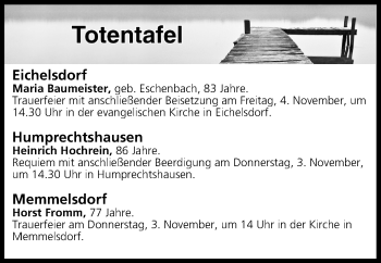 Anzeige von Totentafel vom 03.11.2016 von MGO