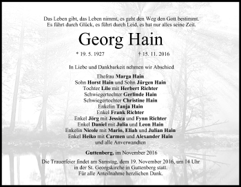 Anzeige von Georg Hain von MGO