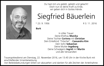Anzeige von Siegfried Bäuerlein von MGO