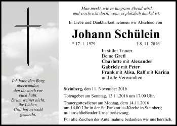 Anzeige von Johann Schülein von MGO