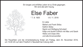 Anzeige von Else Faber von MGO