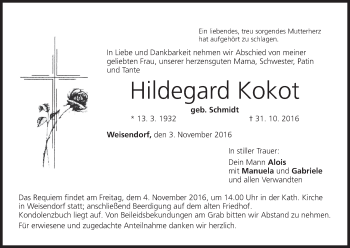 Anzeige von Hildegard Kokot von MGO