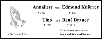 Anzeige von In Gedenken Knörrer und Brauer von MGO