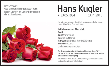 Anzeige von Hans Kugler von MGO