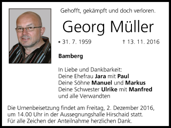 Anzeige von Georg Müller von MGO