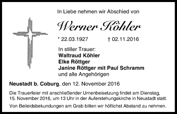 Anzeige von Werner Köhler von MGO