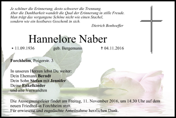 Anzeige von Hannelore Naber von MGO