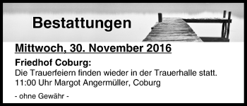 Anzeige von Bestattungen vom 30.11.2016 von MGO
