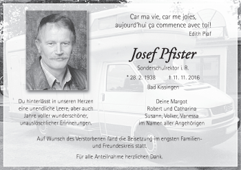 Anzeige von Josef Pfister von MGO