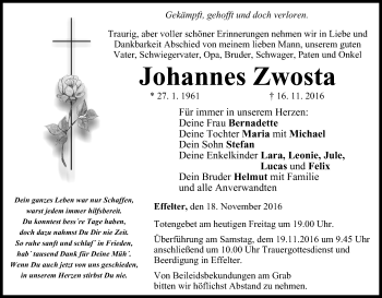 Anzeige von Johannes Zwosta von MGO