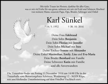 Anzeige von Karl Sünkel von MGO