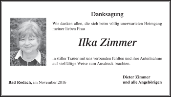 Anzeige von Ilka Zimmer von MGO