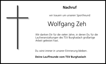 Anzeige von Wolfgang Zeh von MGO