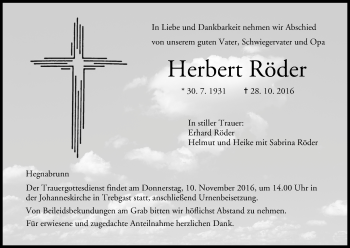 Anzeige von Herbert Röder von MGO