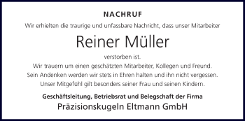 Anzeige von Reiner Müller von MGO