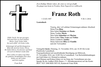 Anzeige von Franz Roth von MGO