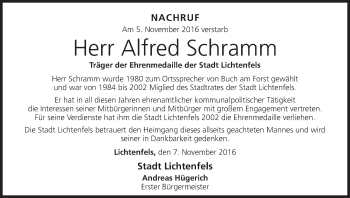 Anzeige von Alfred Schramm von MGO