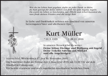 Anzeige von Kurt Müller von MGO