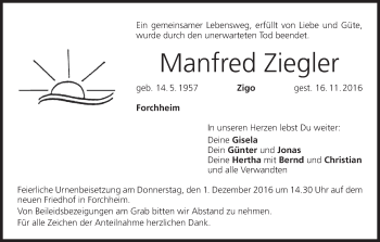 Anzeige von Manfred Ziegler von MGO