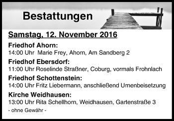 Anzeige von Bestattungen vom 12.11.2016 von MGO