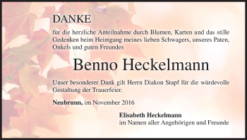 Anzeige von Benno Heckelmann von MGO