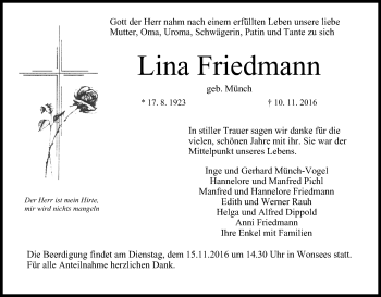 Anzeige von Lina Friedmann von MGO