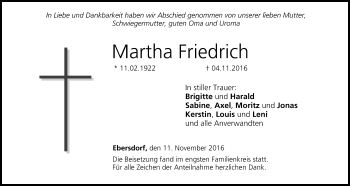 Anzeige von Martha Friedrich von MGO