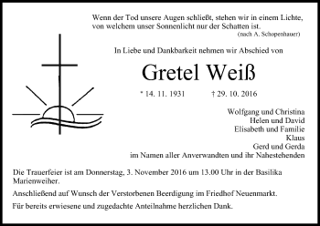 Anzeige von Gretel Weiß von MGO