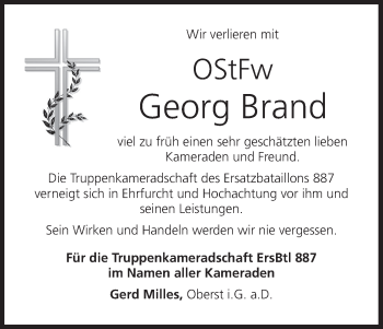 Anzeige von Georg Brand von MGO
