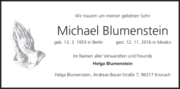 Anzeige von Michael Blumenstein von MGO