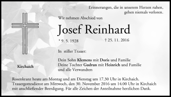Anzeige von Josef Reinhard von MGO