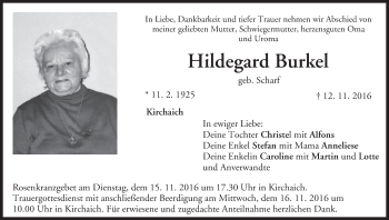 Anzeige von Hildegard Burkel von MGO