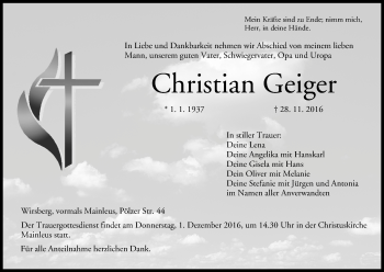 Anzeige von Christian Geiger von MGO