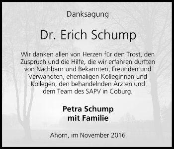 Anzeige von Erich Schump von MGO