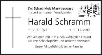 Anzeige von Harald Schramm von MGO