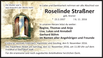 Anzeige von Roselinde Straßner von MGO