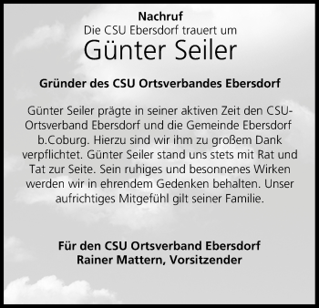 Anzeige von Günter Seiler von MGO