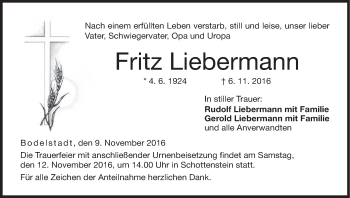 Anzeige von Fritz Liebermann von MGO