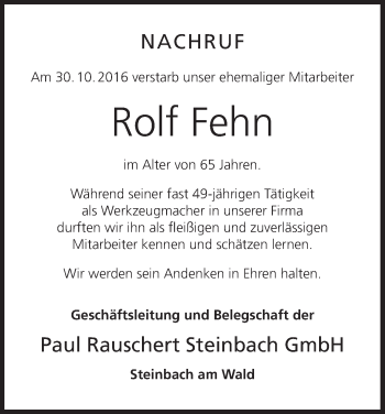 Anzeige von Rolf Fehn von MGO