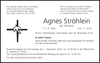 Anzeige von Agnes Ströhlein von MGO
