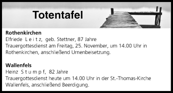 Anzeige von Totentafel vom 23.11.2016 von MGO