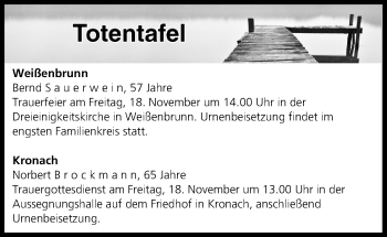 Anzeige von Totentafel vom 17.11.2016 von MGO