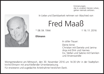 Anzeige von Fred Maaß von MGO