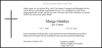 Anzeige von Marga Günther von MGO