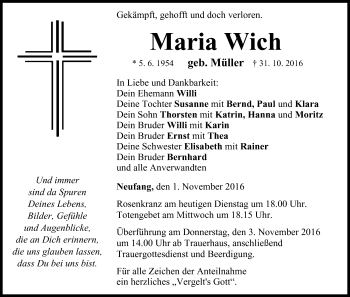 Anzeige von Maria Wich von MGO