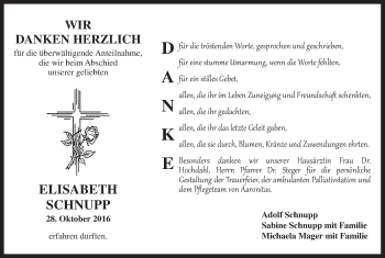 Anzeige von Elisabeth Schnupp von MGO
