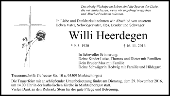 Anzeige von Willi Heerdegen von MGO
