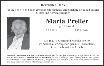 Anzeige von Maria Preller von MGO