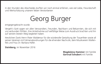 Anzeige von Georg Burger von MGO